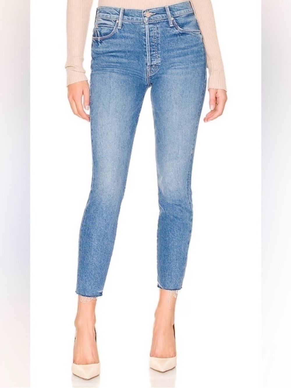 MOTHER The Stunner Ankle Fray in Crateโ Digger Womenโs Jeans Size 26